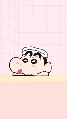 a cartoon character with a towel on his head