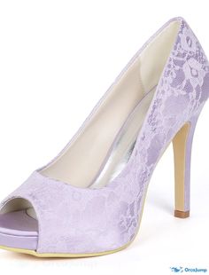 OrcaJump - Womens Lace Stiletto Heel Peep Toe Floral Loafers Light Purple White Ivory Wedding Shoes Bridal Heels Light Purple Wedding, White Ivory Wedding, Ivory Wedding Shoes, White Wedding Shoes, Bridal Heels, Lace Heels, Wedding Heels, Ivory Wedding, Purple Lace