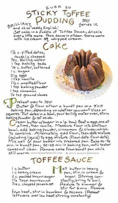 the recipe for sticky toffe pudding cake