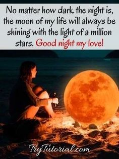 a woman sitting in the sand next to a full moon with an inspirational quote on it