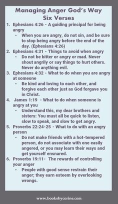 the ten commandments for managing anger god's way in six verses, including