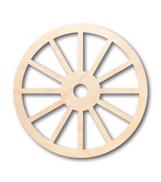 a wooden wheel on a white background