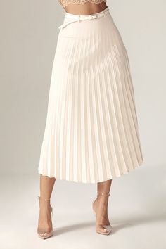 Statement tailoring at its finest. The Mei Skirt is crafted from lustrous vintage Crepe in a pale cream hue. Beautifully pleated throughout, this Midi silhouette features an adjustable leather belt and crisp knife pleats.WHERE TO WEAR:Romantic date nights, stylish dinner dates, parties, champagne with the girls, rooftop bars, vacays. TEAM YOURS WITH:Denise Bandage Skirt, Mei pleated skirt’ or Cleo Tailored Straight Pants and a mini clutch. Made from crepe fabric and lined with soft satin fabric. Belted Skirt, Knife Pleats, Rooftop Bars, Bandage Skirt, Dinner Dates, Skirt Belt, T Swift, Date Nights, Beautiful Blouses