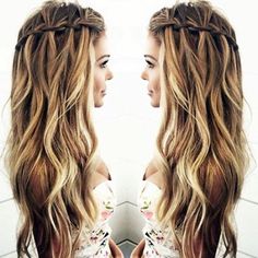 Waterfall Braid Hairstyle, Waterfall Braids, French Braid Hairstyles, Fishtail Braid, Penteado Cabelo Curto, Long Blonde, Casual Hairstyles, Box Braids Hairstyles, Hair Envy