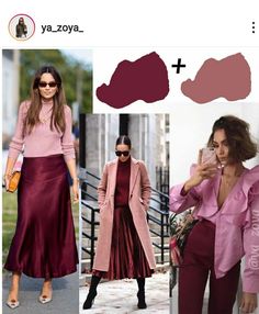 Silk And Denim Outfit, Pink For Deep Autumn, Best Colour Combinations For Dresses, Fall 2023 Fashion Trends Women Work, Interesting Color Combinations Outfits, Color Matching Clothes Women, Pink Combination Outfit, Deep Autumn Summer Outfits, Pink Color Combinations Outfit