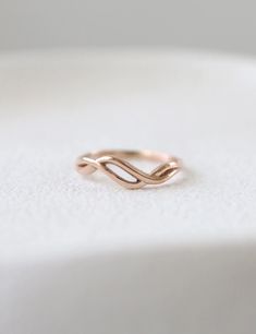 14k Solid Gold Double Wave Ring, Twisty Ring - Etsy Simple Promise Rings, Gold Ring Design For Women, Wave Wedding Band, Unique Wedding Bands For Women, Gold Wave Ring, Gift Box Handmade, Wedding Bands For Her, Gold Rings Simple, Gold Rings Fashion