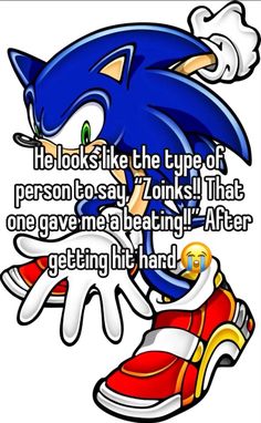 an image of sonic the hedge with text that reads he looks like the type of person to say