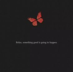 a red butterfly with the words relax something good is going to happen