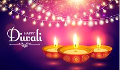 happy diwali background with lit candles