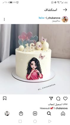 a cake with an image of a woman on it