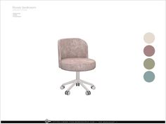 an office chair with wheels and four different colors on the bottom, one is pink