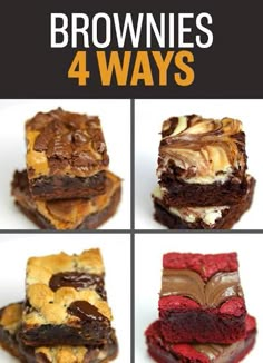 four different brownies are shown with the words 4 ways