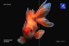 an image of a fish that is pixelated in orange and red colors with the words kustostorre on it