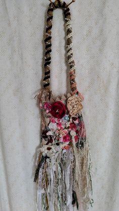 Handmade Bags Boho, Tie Purse, Boho Chic Bags, Lace Bag, Dress Purse, Bohemian Bags, Tapestry Fabric, Denim Crafts, Boho Purses