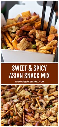 Asian Chex Mix Recipes, Sweet And Spicy Snack Mix Recipes, Asian Snack Recipes, Asian Snack Mix Recipe, Sweet And Salty Snack Mix Recipes, Munchies Snack Mix, Swedish Visiting Cake, Sausage And Rice Skillet, Pepper Dishes