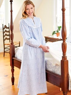 Snuggle Into the Good, Old-Fashioned Comfort of Our Vintage Floral Nightgown Nightgown Pattern, Flannel Nightgown, Sleepwear For Women, Vermont Country Store, Eileen West, Amazing Dresses, Cotton Nightgown, Gown Pattern, Cotton Sleepwear