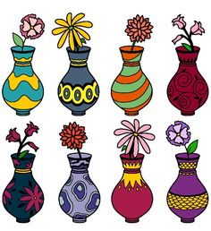 a bunch of vases with flowers in them