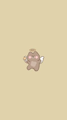 an animal with angel wings on it's back, holding a piece of food