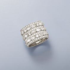 Ross-Simons - 7.80ct t. w. Multi-Shaped Cubic Zirconia Multi-Row Eternity Band Ring in Silver. Size 10. Rows upon rows of shimmer and sparkle! This beautiful eternity-style ring features alternating bands of 7.80 ct. t. w. round, baguette and pear-shaped CZs set in polished sterling silver. 5/8" wide. CZ multi-row eternity band. CZ weights are diamond equivalents. Wide Diamond Bands, Gold Toe Rings, Dope Jewelry Accessories, Curved Bar Necklace, Stackable Rings Wedding, Mens Diamond Wedding Bands, Stackable Wedding Bands, Silver Jewelry Design, Circle Pendant Necklace