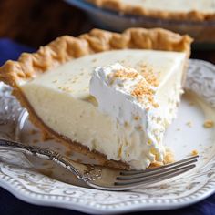 a slice of pie on a plate with a fork