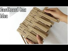 someone is making a cardboard box out of some kind of bamboo material with the words cardboard box idea on it