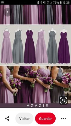 the bridesmaid dresses are in different colors