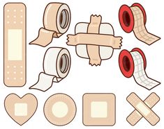 a set of different types of tape and adhesives on a white background illustration