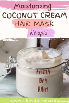 Diy Coconut Cream, Coconut Milk Hair Mask, Natural Hair Recipes, Dry Hair Mask, Coconut Oil Hair Mask Diy, Hair Recipes, Moisturize Dry Hair