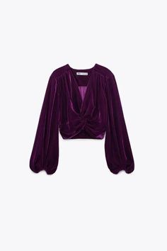 Soiree Blouses Hijab, Purple Velvet Top, Short Night Dress, Classy Short Dresses, Jacket Outfit Women, Dress Design Sketches, Velvet Blouses