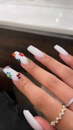 Ongles Bling Bling, Milky Nails, Simple Acrylic Nails, Square Acrylic Nails, Minimalist Nails, Fire Nails, Funky Nails, Pretty Acrylic Nails