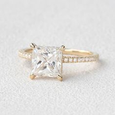 Princess Cut Moissanite Engagement Ring - Felicegals Princess Cut Gold Band, Future Board, Body Decor, January Wedding