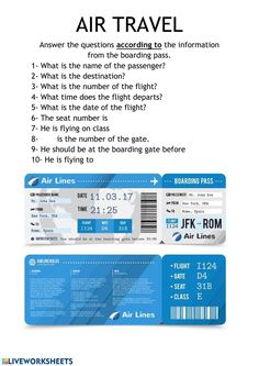 an air travel ticket is shown with the information for it's flight times and location