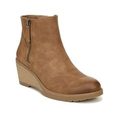 Manufacturer: Dr. Scholl's Shoes Size Origin: US Style Type: Wedge Boots Collection: Dr. Scholl's Shoes Closure: Material: Man Made Fabric Type: Faux Suede Sku: BH5736180 Size: 11.  Color: Brown.  Gender: female.  Age Group: adult. Casual Brown Ankle-high Wedge Boots, Brown Slip-on Wedge Sandals With Rubber Sole, Brown Suede Slip-on Wedge Sandals, Brown Wedge Heel Boots, Medium Width, Dr. Scholl's, Brown Synthetic Wedge Sandals With 4-inch Heel, Shoes Womens, Wedge Boots, Faux Suede