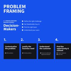 a blue background with the words problem framing in four different languages, and three options to choose from