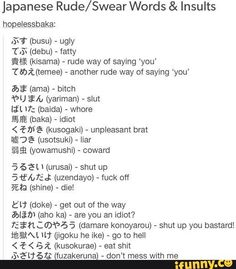 Japanese Curse Words, Words In Different Languages, Words In Other Languages, How To Speak Japanese, Learn Japan, Bahasa Jepun, Materi Bahasa Jepang, Swear Words, Learning Languages Tips