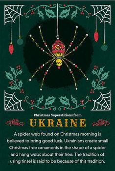 a spider webs out on christmas morning is belved to bring good luck in the shape of a spider