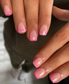 Basic Acrylic Nail Designs, Cute Shellac Nails, Boring Nails, Pink Tip Nails, Pink Tips, Gel Nails French, Country Nails, Fall October, October Nails