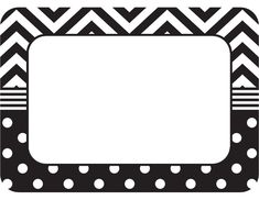 a black and white photo frame with polka dots