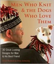 a man holding a dog wearing a knitted hat on top of a book cover