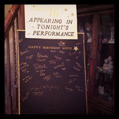 a sign that says appearing in tonight's performance is written on the side of a wall