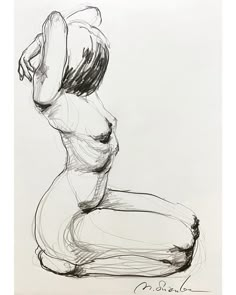 a black and white drawing of a naked woman sitting on a toilet seat with her hands behind her head