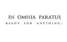 the words in omnia paratus ready for anything are shown on a white background