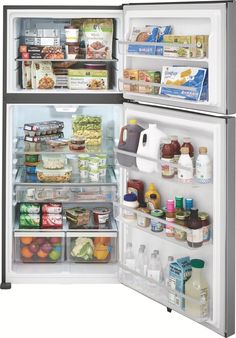 an open refrigerator filled with lots of food