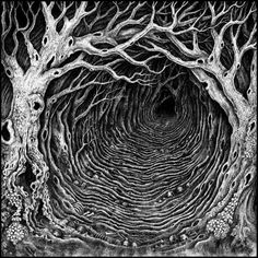 an image of trees in the middle of a tunnel with many branches growing out of it