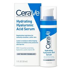 CeraVe Hydrating Hyaluronic Acid Face Serum – 1 fl oz Cerave Moisturizer, Cerave Skincare, Serum For Dry Skin, Post Acne Marks, Serum For Face, Soft Smooth Skin, Cream Serum, Retinol Serum, Hyaluronic Acid Serum