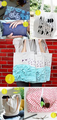 many different bags are shown with the words, how to sew and how to use them