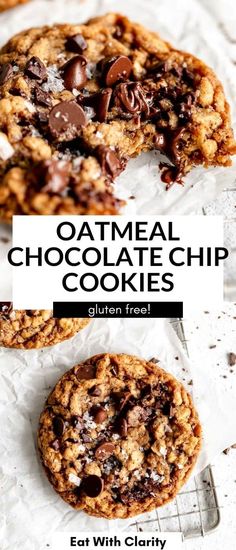 oatmeal chocolate chip cookies with text overlay