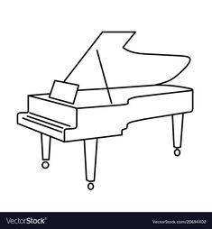 Illustrations Black And White, How To Draw Piano, Drawing A Piano, Draw Piano, Piano Doodle, How To Draw A Piano, Piano Drawings, Music Images Art, Grand Piano Tattoo