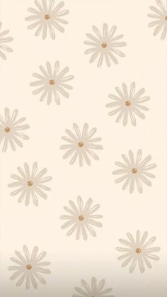 an image of a white flower wallpaper with brown dots on the bottom and sides