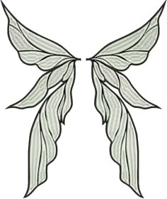 the outline of a butterfly's wings is shown in white and has green leaves on it